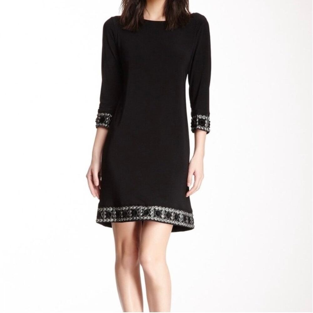 TIANA B BEADED DRESS Blk 3/4 Sleeves Trimed and Hem Plus 14W Elegant Style 84248
